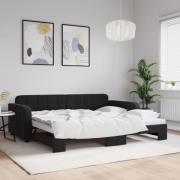 vidaXL Dagbädd utdragbar svart 90x200 cm sammet