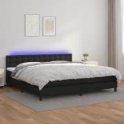 vidaXL Ramsäng med madrass & LED svart 200x200 cm konstläder