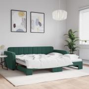 vidaXL Dagbädd utdragbar mörkgrön 90x200 cm sammet
