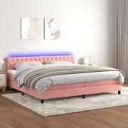 vidaXL Ramsäng med madrass rosa & LED 200x200 cm sammet