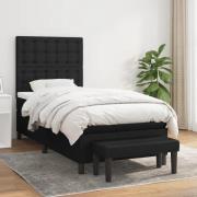 vidaXL Ramsäng med madrass svart 90x200 cm tyg