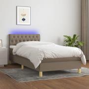 vidaXL Ramsäng med madrass & LED taupe 90x200 cm tyg