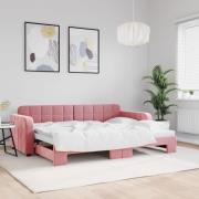 vidaXL Dagbädd utdragbar rosa 80x200 cm sammet