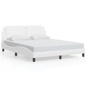 vidaXL Sängram med huvudgavel vit 160x200 cm konstläder