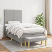 vidaXL Ramsäng med madrass ljusgrå 90x200 cm tyg