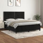 vidaXL Ramsäng med madrass svart 180x200 cm sammet