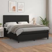 vidaXL Ramsäng med madrass svart 160x200 cm konstläder
