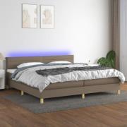 vidaXL Ramsäng med madrass & LED taupe 200x200 cm tyg