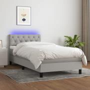 vidaXL Ramsäng med madrass & LED ljusgrå 80x200 cm tyg