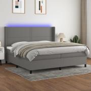 vidaXL Ramsäng med madrass & LED mörkgrå 200x200 cm tyg
