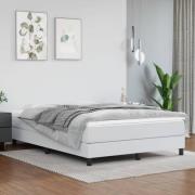 vidaXL Ramsäng med madrass vit 140x200 cm konstläder