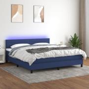 vidaXL Ramsäng med madrass & LED blå 160x200 cm tyg