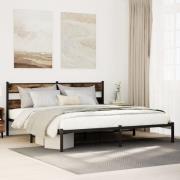 vidaXL Sängram utan madrass metall rökfärgad ek 193x203 cm