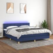 vidaXL Ramsäng med madrass & LED blå 160x200 cm tyg