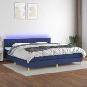 vidaXL Ramsäng med madrass & LED blå 200x200 cm tyg