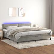 vidaXL Ramsäng med madrass & LED ljusgrå 200x200 cm sammet