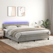 vidaXL Ramsäng med madrass & LED ljusgrå 160x200 cm sammet