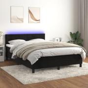 vidaXL Ramsäng med madrass & LED svart 140x200 cm sammet