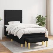 vidaXL Ramsäng med madrass svart 90x200 cm tyg