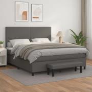 vidaXL Ramsäng med madrass grå 180x200 cm konstläder