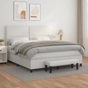 vidaXL Ramsäng med madrass vit 160x200 cm konstläder