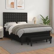 vidaXL Ramsäng med madrass svart 140x200 cm konstläder