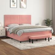 vidaXL Ramsäng med madrass rosa 180x200 cm sammet
