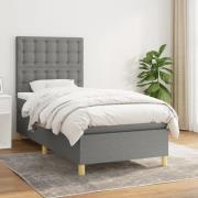 vidaXL Ramsäng med madrass mörkgrå 90x190 cm tyg