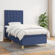 vidaXL Ramsäng med madrass blå 100x200 cm tyg