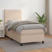 vidaXL Ramsäng med bäddmadrass cappuccino 90x190 cm konstläder