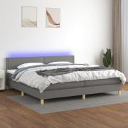 vidaXL Ramsäng med madrass & LED mörkgrå 200x200 cm tyg