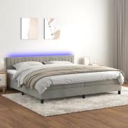 vidaXL Ramsäng med madrass & LED ljusgrå 200x200 cm sammet