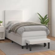 vidaXL Ramsäng med madrass vit 90x190 cm konstläder