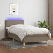 vidaXL Ramsäng med madrass & LED taupe 90x190 cm tyg
