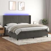 vidaXL Ramsäng med madrass & LED mörkgrå 200x200 cm sammet