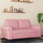 vidaXL Soffa 2-sits rosa 120 cm sammet