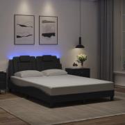 vidaXL Sängram med LED-belysning grå 120x200 cm konstläder
