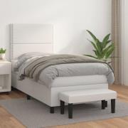 vidaXL Ramsäng med madrass vit 90x200 cm konstläder