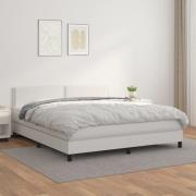vidaXL Ramsäng med madrass vit 160x200 cm konstläder