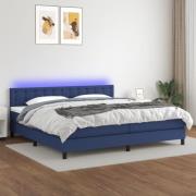 vidaXL Ramsäng med madrass & LED blå 200x200 cm tyg