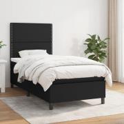 vidaXL Ramsäng med madrass svart 90x200 cm tyg
