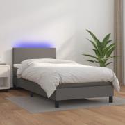 vidaXL Ramsäng med madrass & LED grå 80x200 cm konstläder