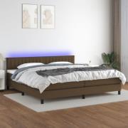vidaXL Ramsäng med madrass & LED mörkbrun 200x200 cm tyg