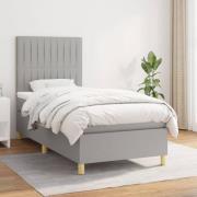 vidaXL Ramsäng med madrass ljusgrå 90x200 cm tyg