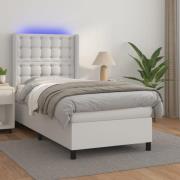 vidaXL Ramsäng med madrass & LED vit 80x200 cm konstläder