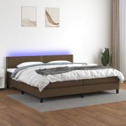 vidaXL Ramsäng med madrass & LED mörkbrun 200x200 cm tyg