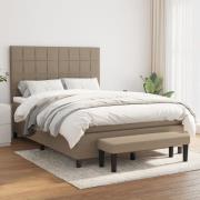 vidaXL Ramsäng med madrass taupe 140x190 cm tyg