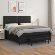 vidaXL Ramsäng med madrass svart 160x200 cm konstläder
