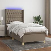 vidaXL Ramsäng med madrass & LED taupe 100x200 cm tyg