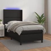 vidaXL Ramsäng med madrass & LED svart 80x200 cm konstläder